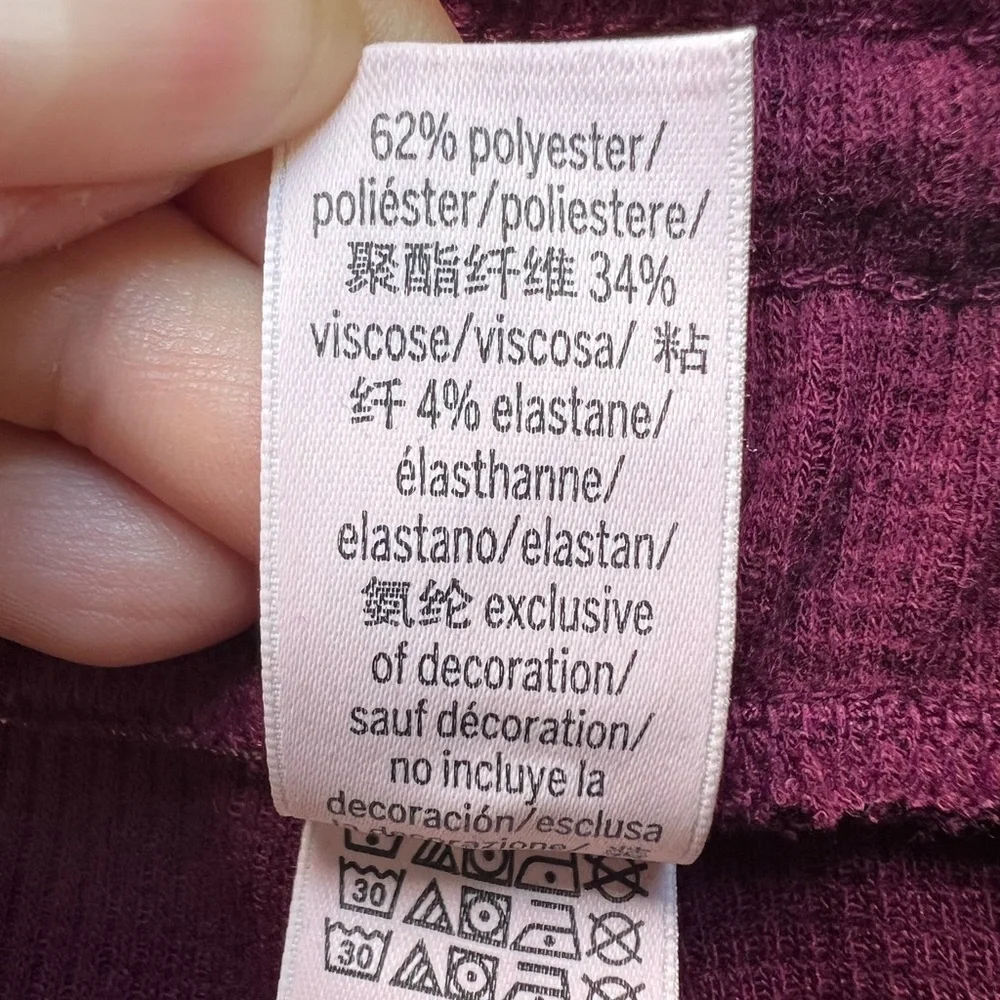 VICTORIAS SECRET Waffle Knit Wine Pajama Set Women’s Medium NWT NEW Flat